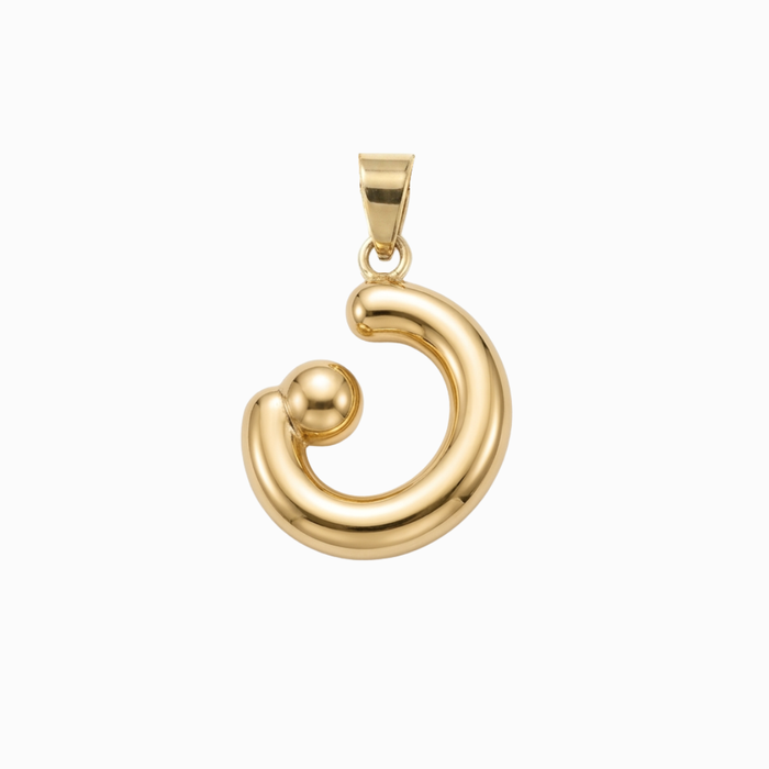 Bubbly Arabic Letter Noon Pendant