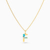 Letter F Pendant with Aquamarine