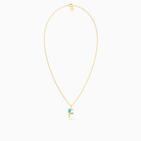 Letter F Pendant with Aquamarine