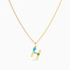 Letter H Pendant with Aquamarine