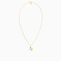 Letter H Pendant with Aquamarine