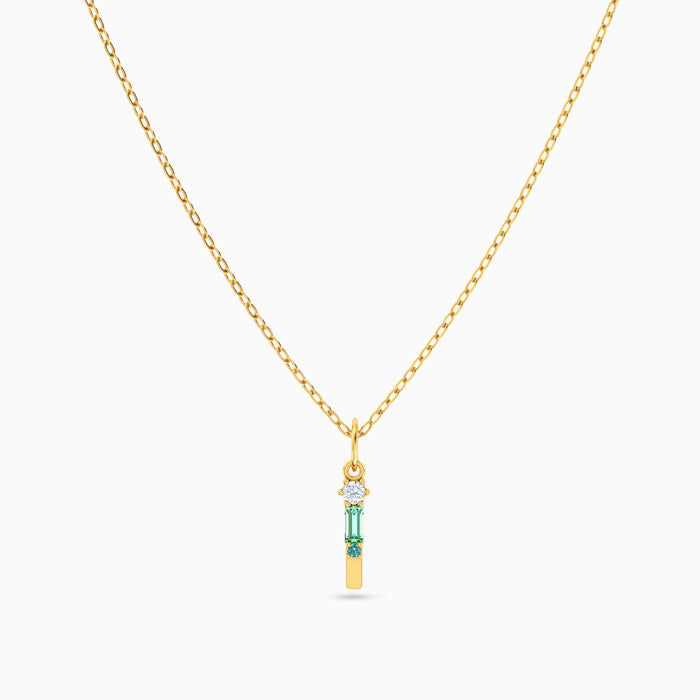 Letter I Pendant with Aquamarine