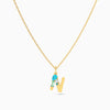 Letter N Pendant with Aquamarine