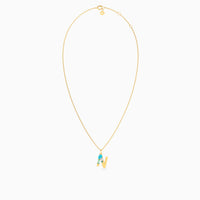 Letter N Pendant with Aquamarine