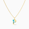 Letter P Pendant with Aquamarine