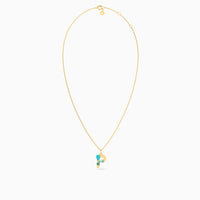 Letter P Pendant with Aquamarine