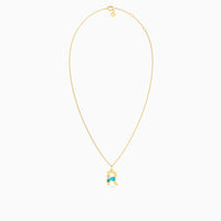 Letter R Pendant with Aquamarine
