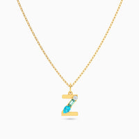 Letter Z Pendant with Aquamarine