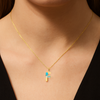 Letter F Pendant with Aquamarine
