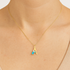 Letter A Pendant with Aquamarine