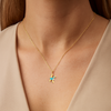 Letter K Pendant with Aquamarine