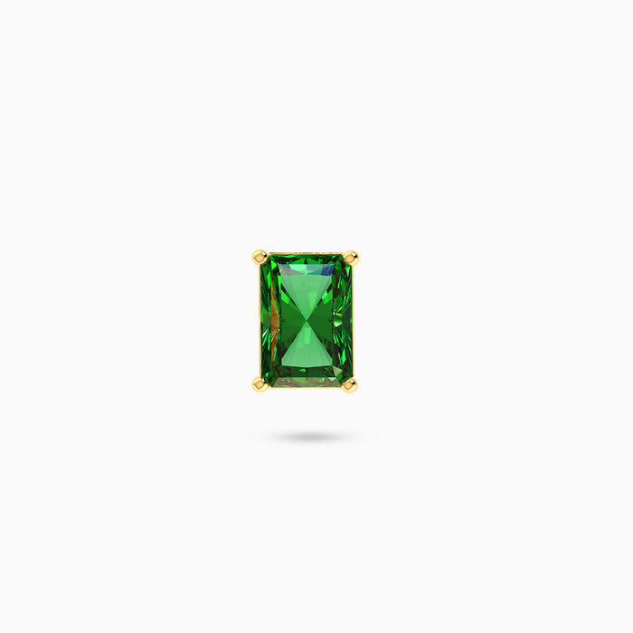 Ridge Stud Earring Green Emerald