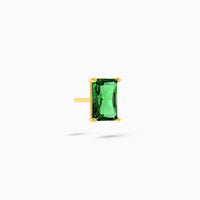 Ridge Stud Earring Green Emerald