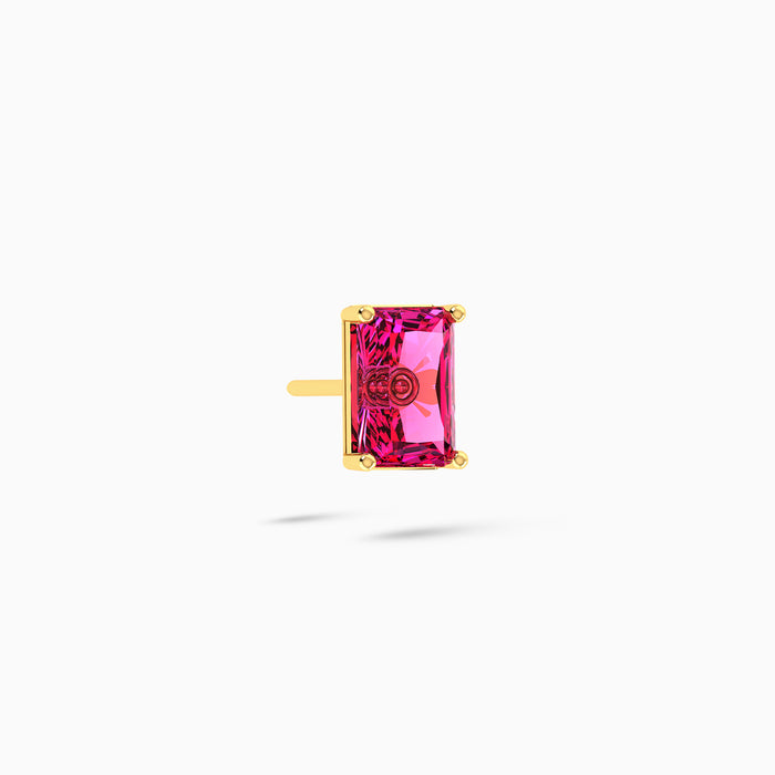 Ridge Stud Earring Pink Tourmaline