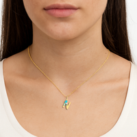 Letter N Pendant with Aquamarine