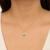 Letter R Pendant with Aquamarine